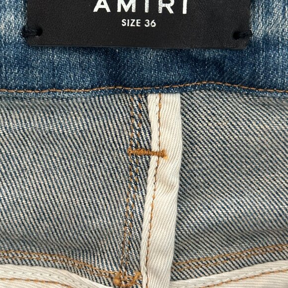 Amiri Clay Indigo Bandana Flame Patch Jeans - Picture 3 of 4